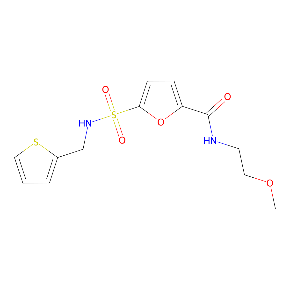 N-(2-methoxyethyl)-5-(N-(thiophen-2-ylmethyl)sulfamoyl)furan-2-carboxamide molecular structure, CAS 1172557-14-0