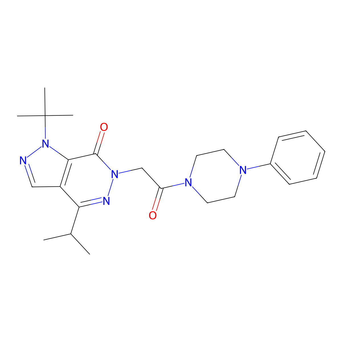 1-(tert-butyl)-4-isopropyl-6-(2-oxo-2-(4-phenylpiperazin-1-yl)ethyl)-1H-pyrazolo[3,4-d]pyridazin-7(6H)-one molecular structure, CAS 1172557-66-2