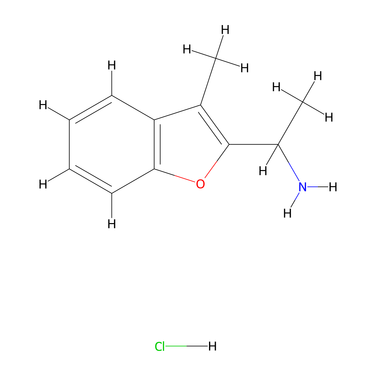 1-(3-Methyl-1-benzofuran-2-yl)ethan-1-amine hydrochloride molecular structure, CAS 1172557-88-8