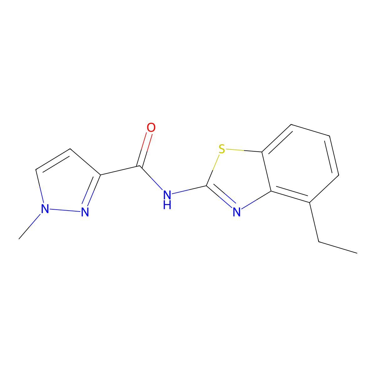 N-(4-ethylbenzo[d]thiazol-2-yl)-1-methyl-1H-pyrazole-3-carboxamide molecular structure, CAS 1172557-92-4