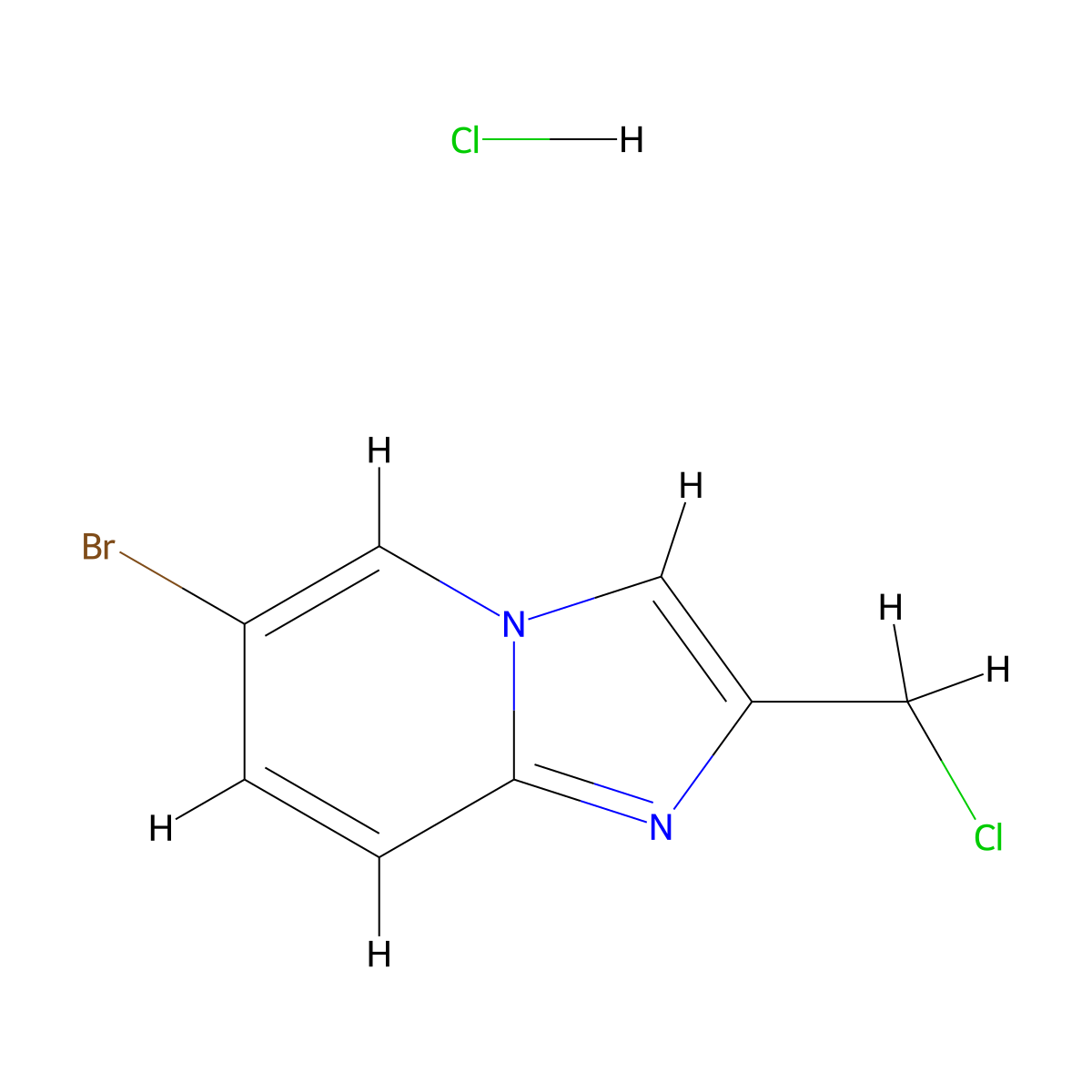 6-Bromo-2-(chloromethyl)imidazo[1,2-a]pyridine hydrochloride molecular structure, CAS 1172561-55-5