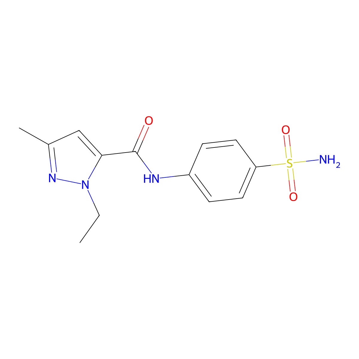 1-ethyl-3-methyl-N-(4-sulfamoylphenyl)-1H-pyrazole-5-carboxamide molecular structure, CAS 1172561-81-7