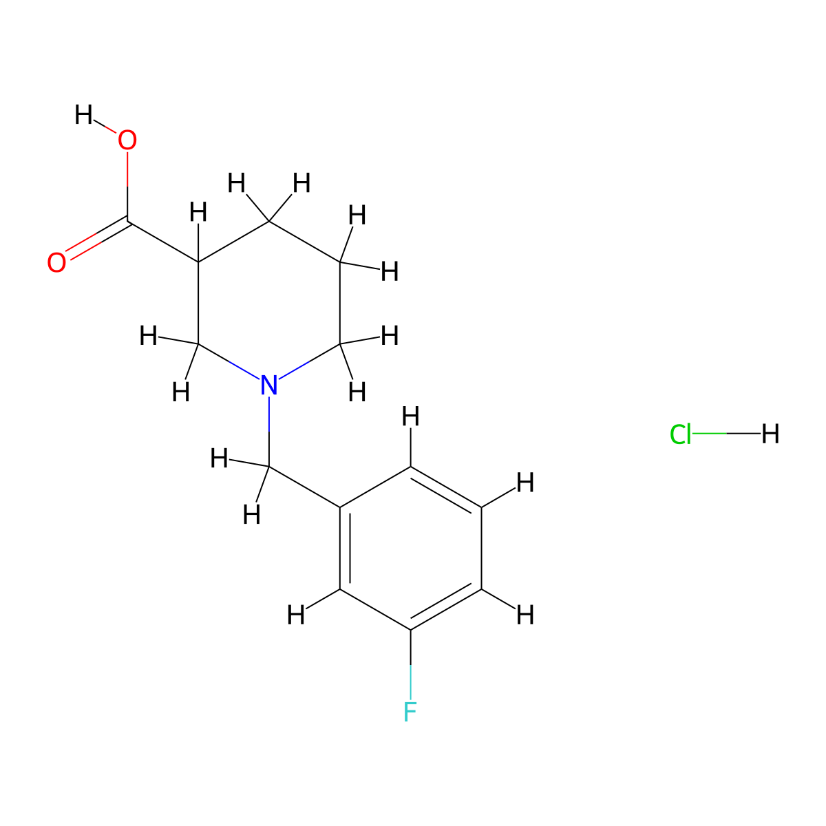1-[(3-Fluorophenyl)methyl]piperidine-3-carboxylic acid hydrochloride molecular structure, CAS 1172562-01-4