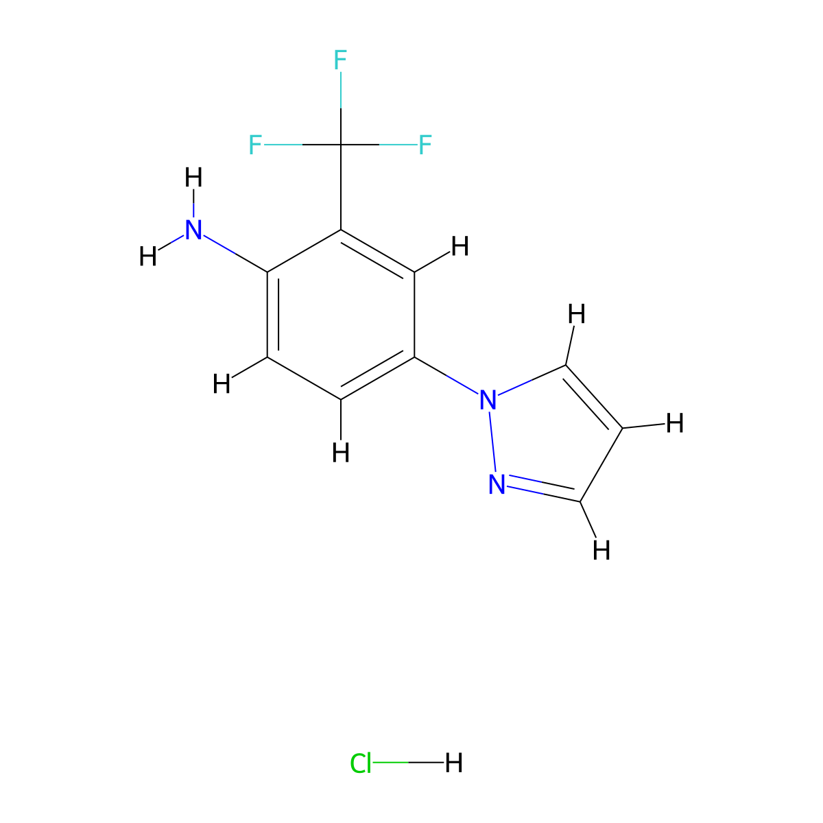 4-(1H-pyrazol-1-yl)-2-(trifluoromethyl)aniline hydrochloride molecular structure, CAS 1172562-08-1