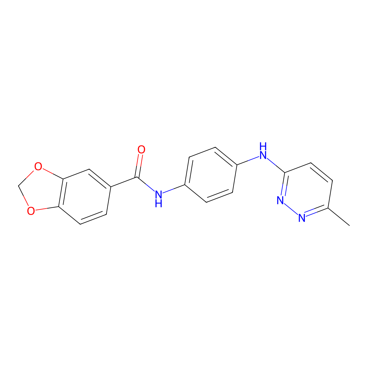 N-(4-((6-methylpyridazin-3-yl)amino)phenyl)benzo[d][1,3]dioxole-5-carboxamide molecular structure, CAS 1172566-93-6