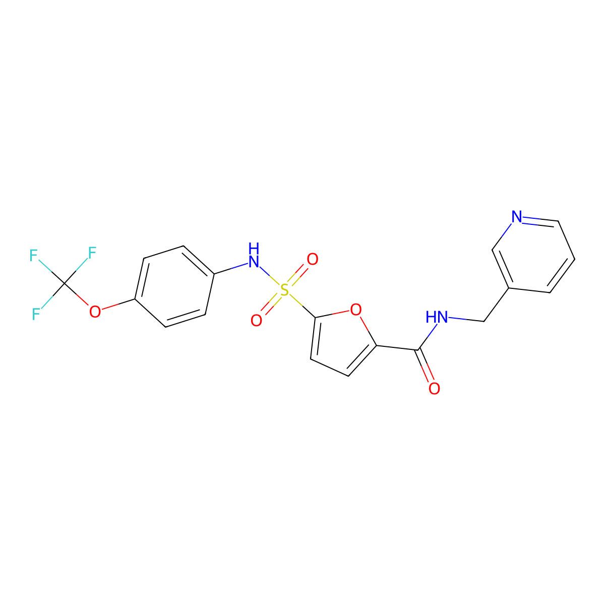 N-(pyridin-3-ylmethyl)-5-(N-(4-(trifluoromethoxy)phenyl)sulfamoyl)furan-2-carboxamide molecular structure, CAS 1172568-35-2