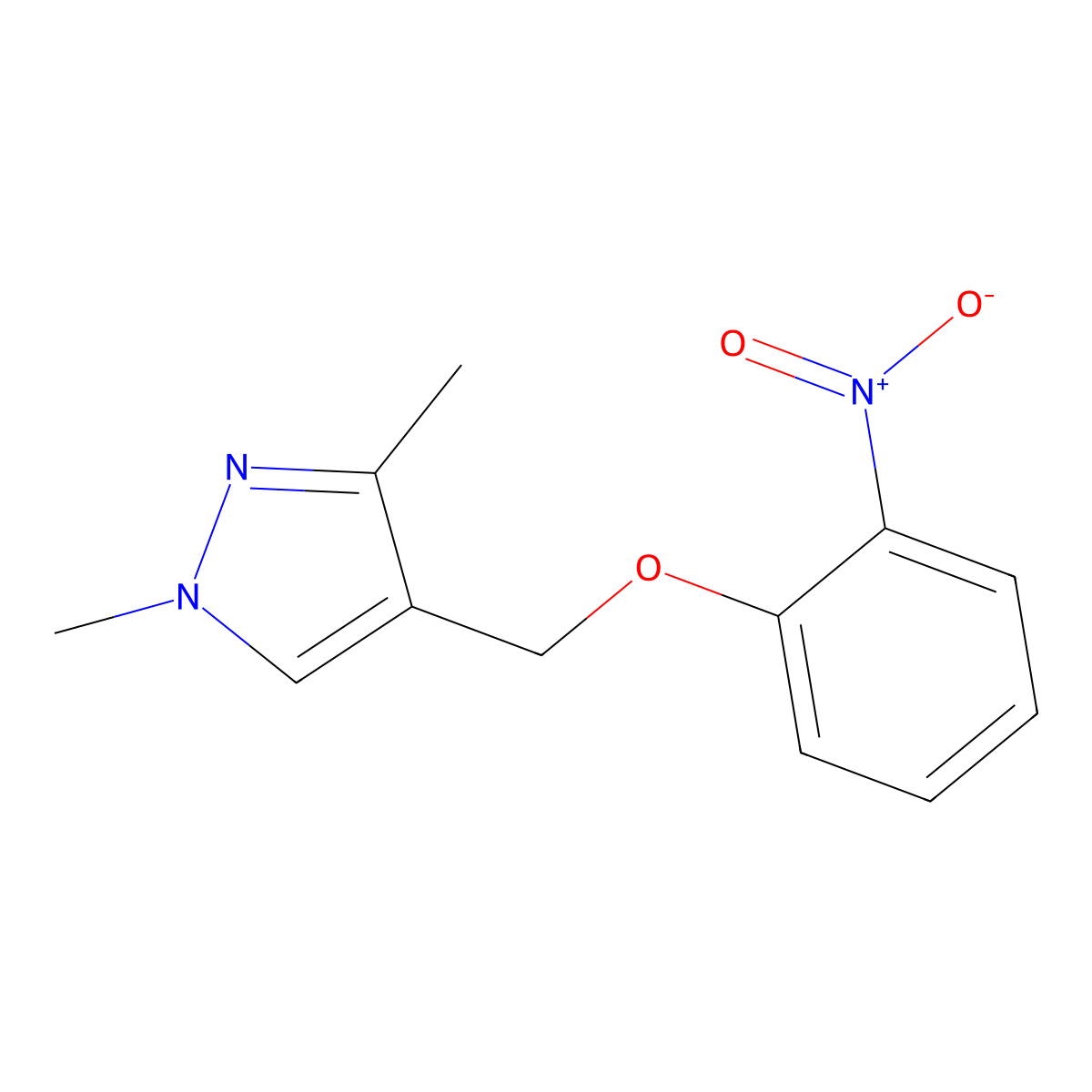 1,3-Dimethyl-4-((2-nitrophenoxy)methyl)-1H-pyrazole molecular structure, CAS 1172569-10-6