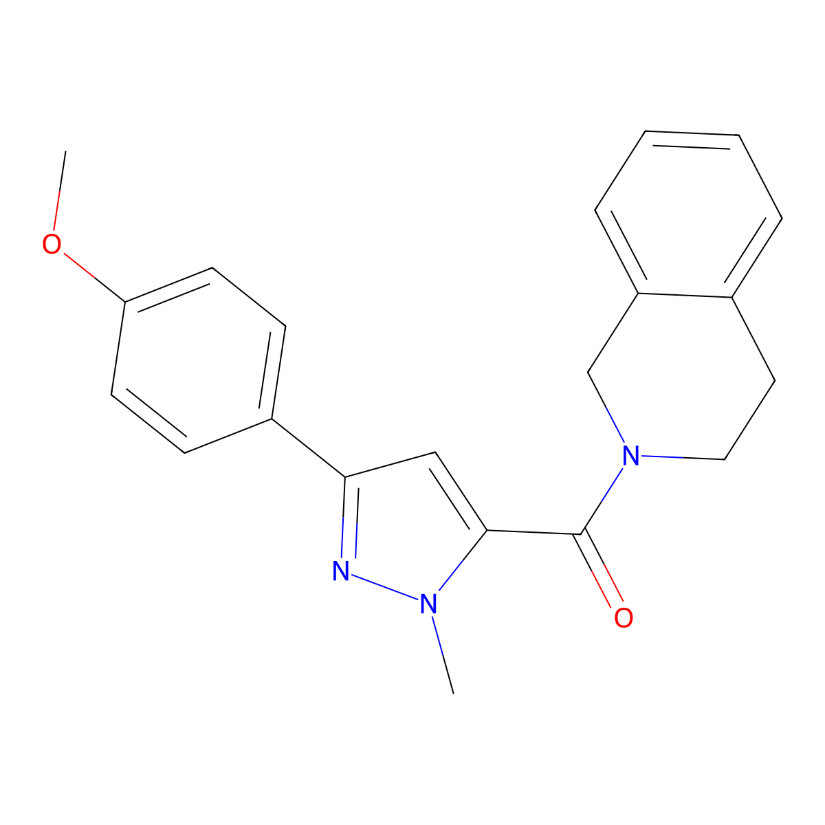 3,4-dihydro-2(1H)-isoquinolinyl[3-(4-methoxyphenyl)-1-methyl-1H-pyrazol-5-yl]methanone molecular structure, CAS 1172573-76-0