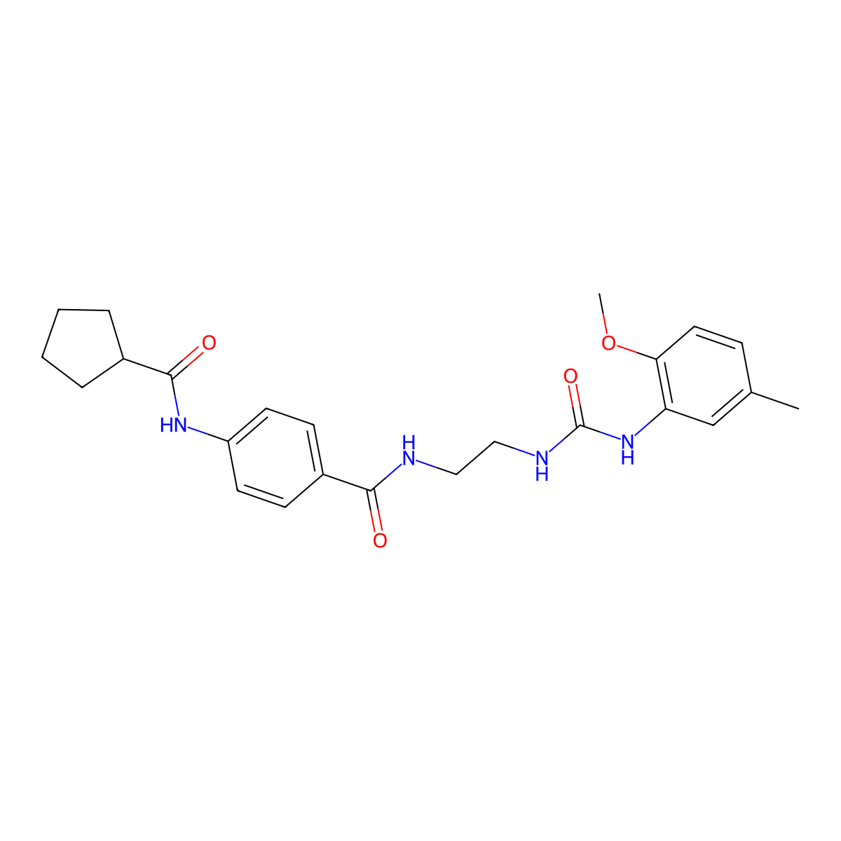 4-(cyclopentanecarboxamido)-N-(2-(3-(2-methoxy-5-methylphenyl)ureido)ethyl)benzamide molecular structure, CAS 1172574-80-9