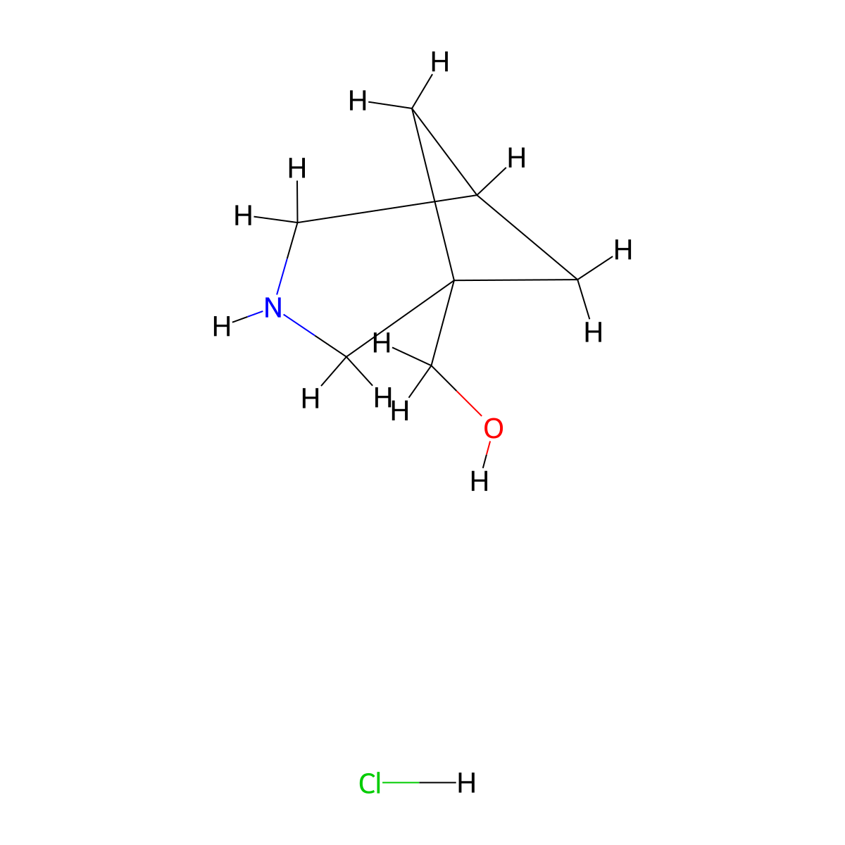 3-Azabicyclo[3.1.1]heptan-1-ylmethanol hydrochloride molecular structure, CAS 1172575-76-6
