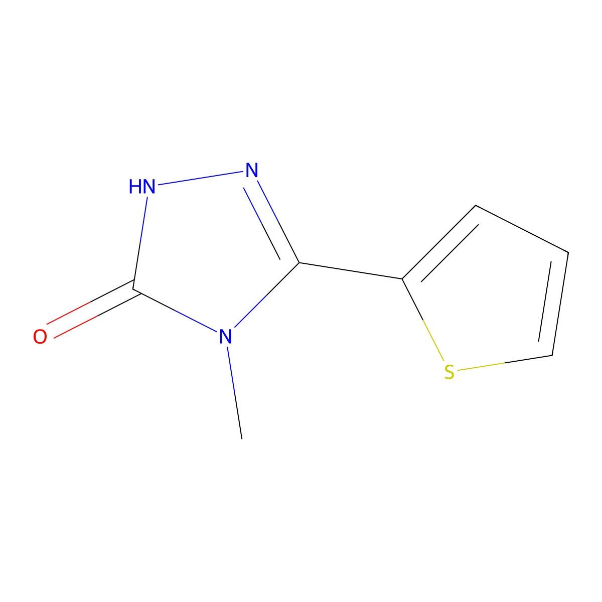 3H-1,2,4-Triazol-3-one, 2,4-dihydro-4-methyl-5-(2-thienyl)- molecular structure, CAS 117258-29-4