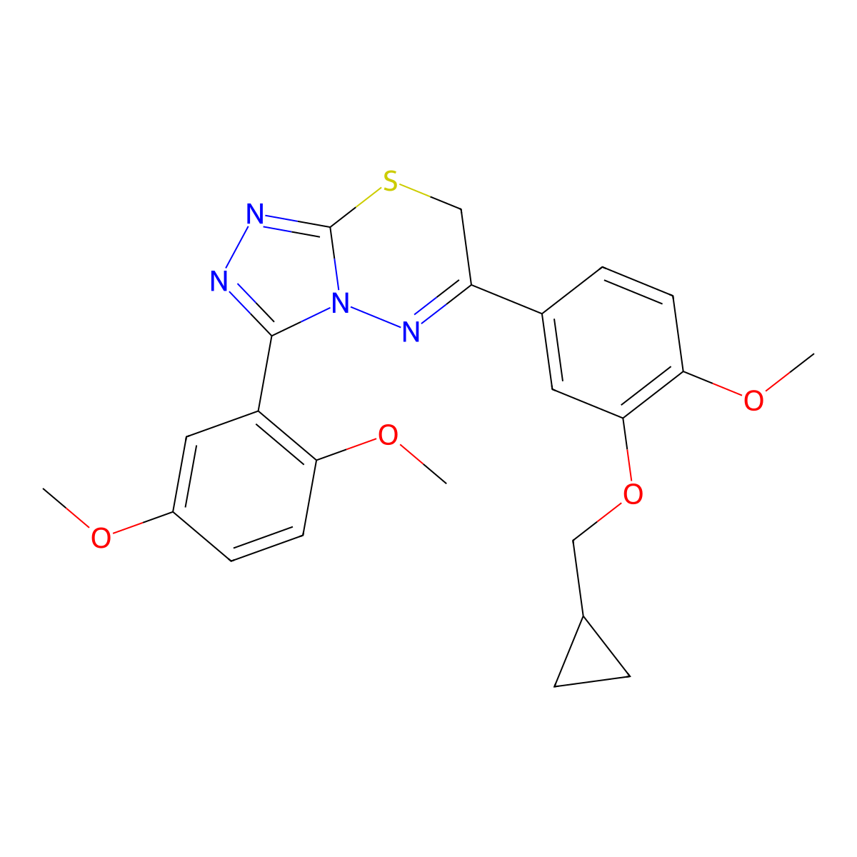 6-[3-(cyclopropylmethoxy)-4-methoxyphenyl]-3-(2,5-dimethoxyphenyl)-7H-[1,2,4]triazolo[3,4-b][1,3,4]thiadiazine molecular structure, CAS 1172617-14-9