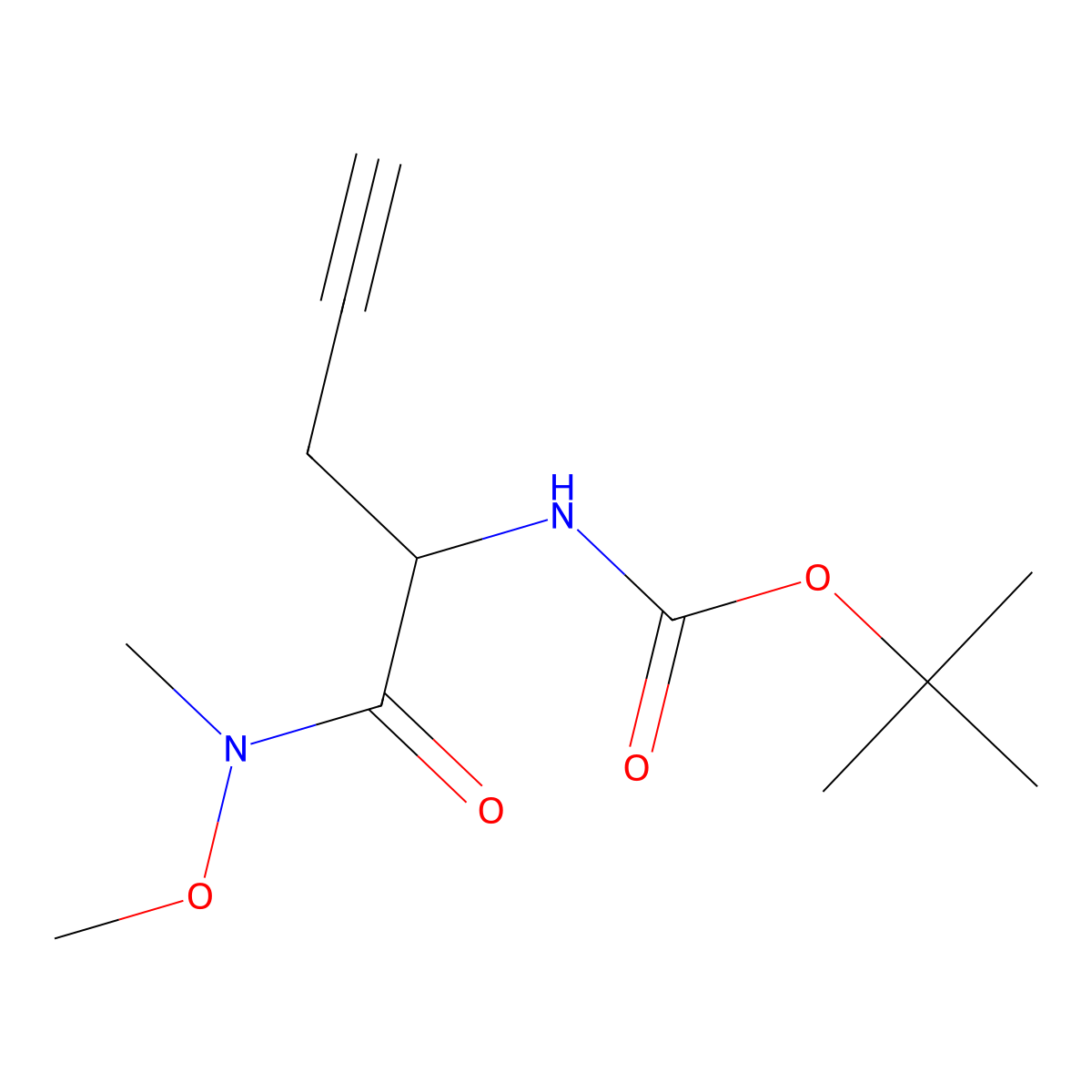 Tert-butyl (1-(methoxy(methyl)amino)-1-oxopent-4-yn-2-yl)carbamate molecular structure, CAS 1172623-95-8