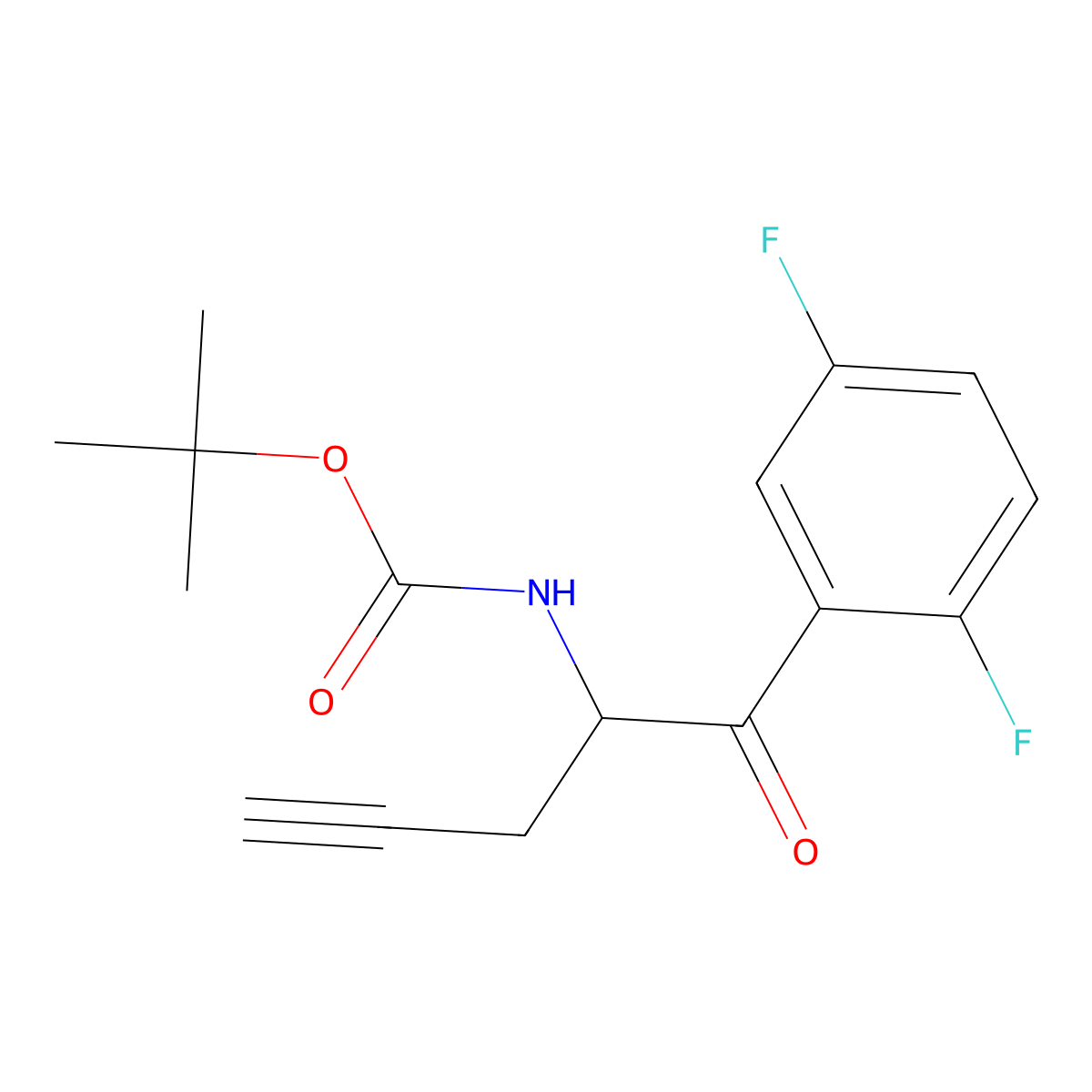 1,1-Dimethylethyl N-(1-(2,5-difluorobenzoyl)-3-butyn-1-yl)carbamate molecular structure, CAS 1172623-96-9