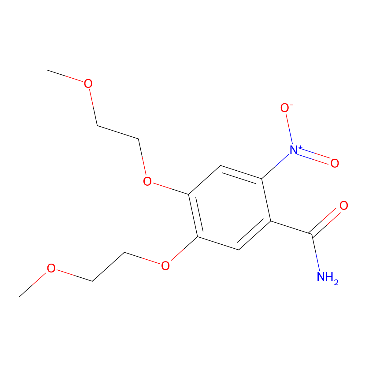 4,5-Bis(2-methoxyethoxy)-2-nitrobenzamide molecular structure, CAS 1172625-04-5