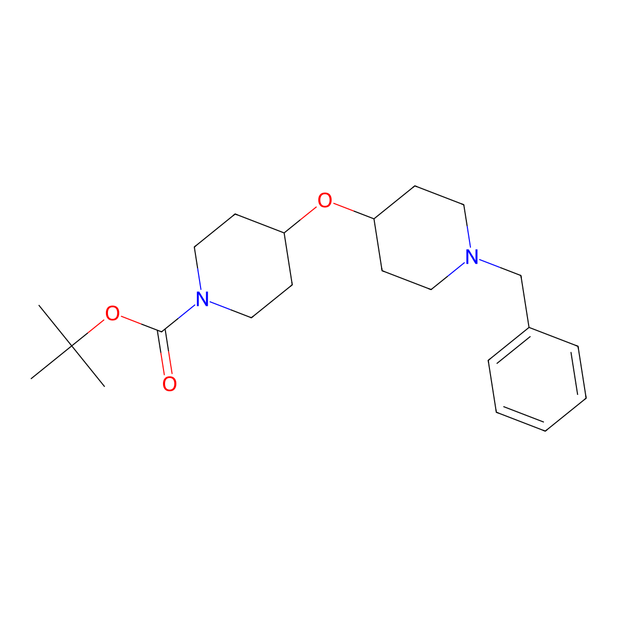 tert-Butyl 4-((1-benzylpiperidin-4-yl)oxy)piperidine-1-carboxylate molecular structure, CAS 1172626-94-6