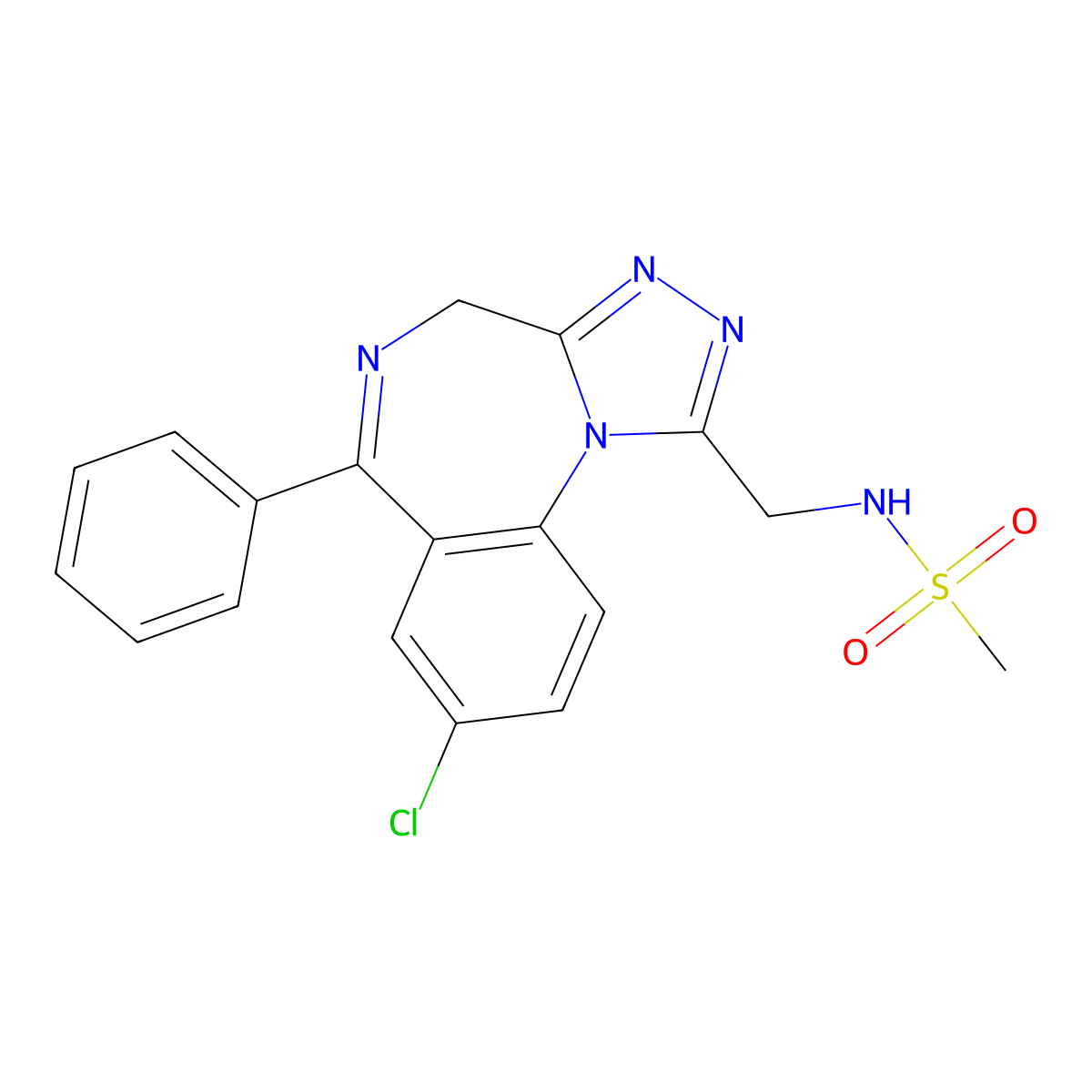 Methanesulfonamide, N-((8-chloro-6-phenyl-4H-(1,2,4)triazolo(4,3-a)(1,4)benzodiazepin-1-yl)methyl)- molecular structure, CAS 117267-39-7