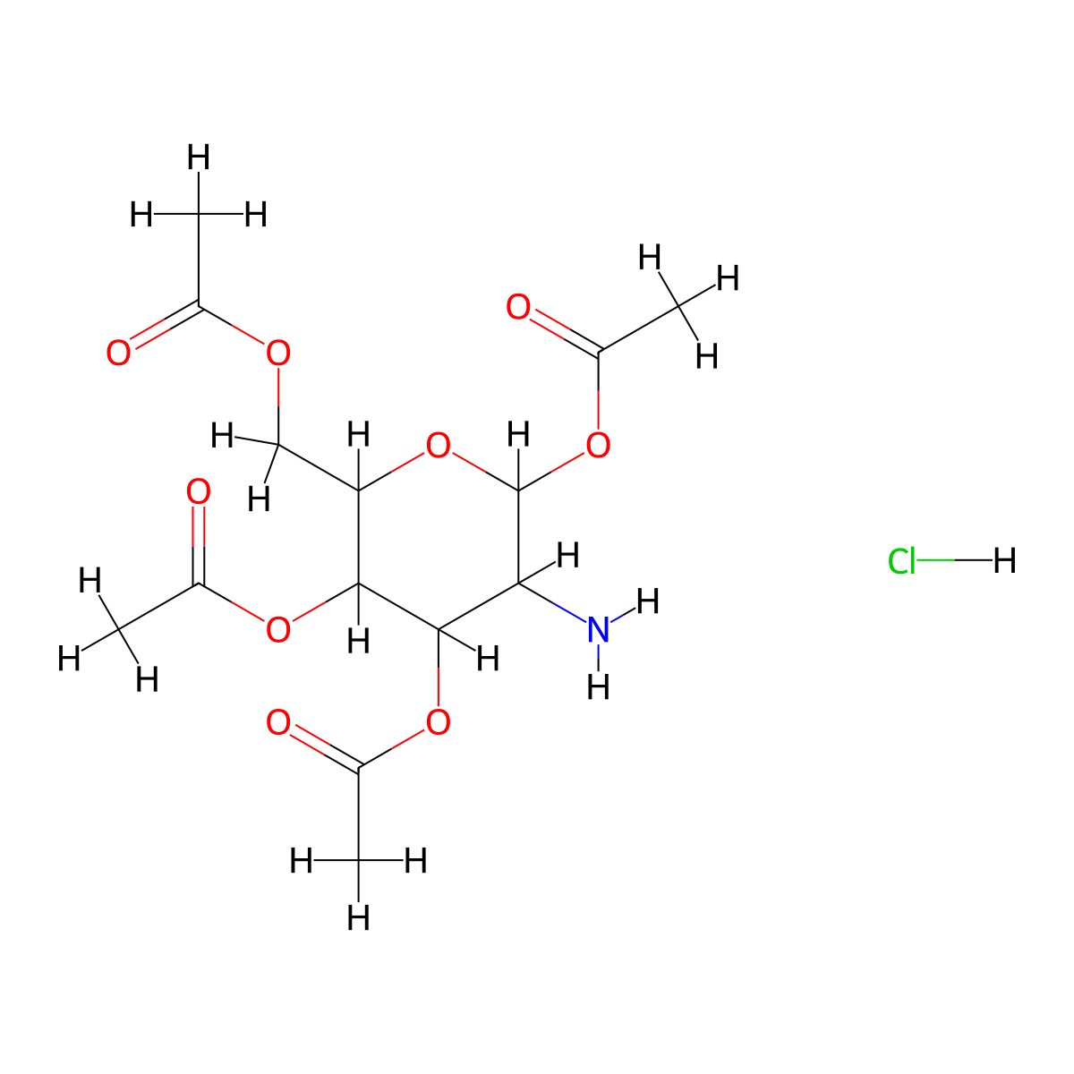 6-(Acetoxymethyl)-3-aminotetrahydro-2h-pyran-2,4,5-triyl triacetate hydrochloride molecular structure, CAS 1172693-82-1