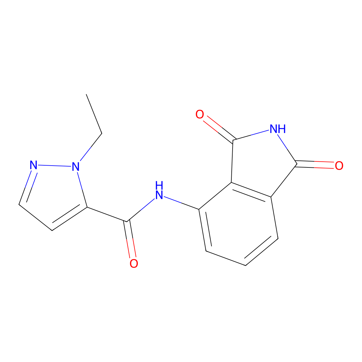 N-(1,3-dioxo-2,3-dihydro-1H-isoindol-4-yl)-1-ethyl-1H-pyrazole-5-carboxamide molecular structure, CAS 1172694-14-2
