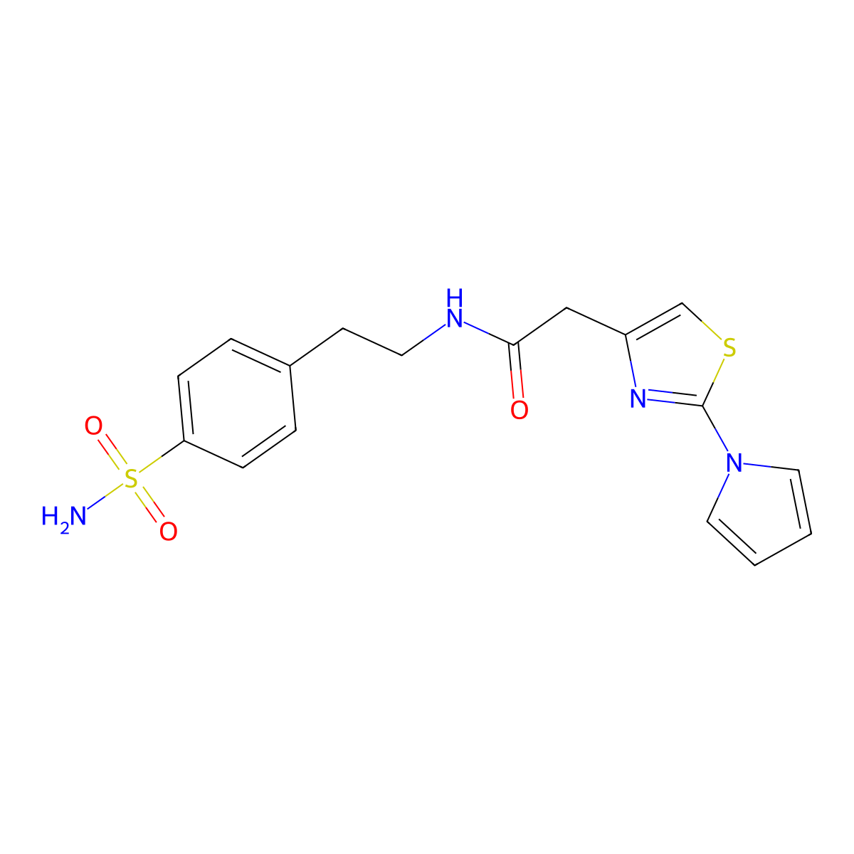 2-(2-(1H-pyrrol-1-yl)thiazol-4-yl)-N-(4-sulfamoylphenethyl)acetamide molecular structure, CAS 1172695-36-1