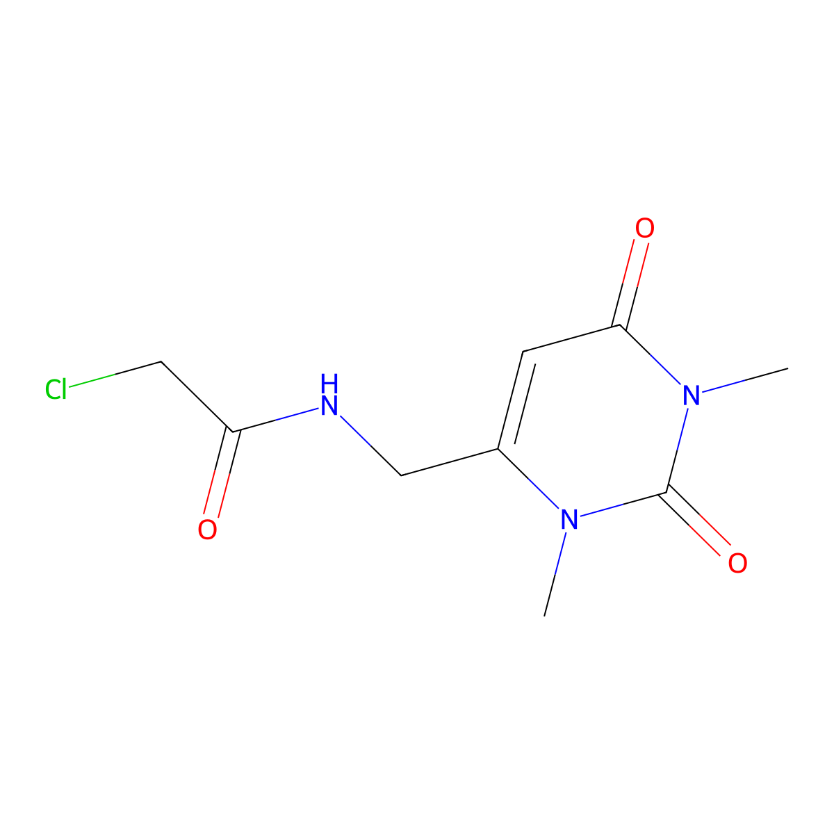 2-chloro-N-[(1,3-dimethyl-2,6-dioxo-1,2,3,6-tetrahydropyrimidin-4-yl)methyl]acetamide molecular structure, CAS 1172696-99-9