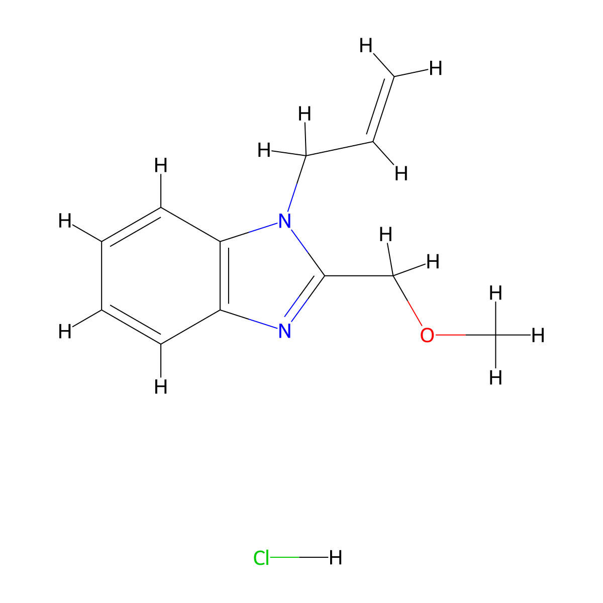 1-allyl-2-(methoxymethyl)-1H-benzo[d]imidazole hydrochloride molecular structure, CAS 1172697-26-5