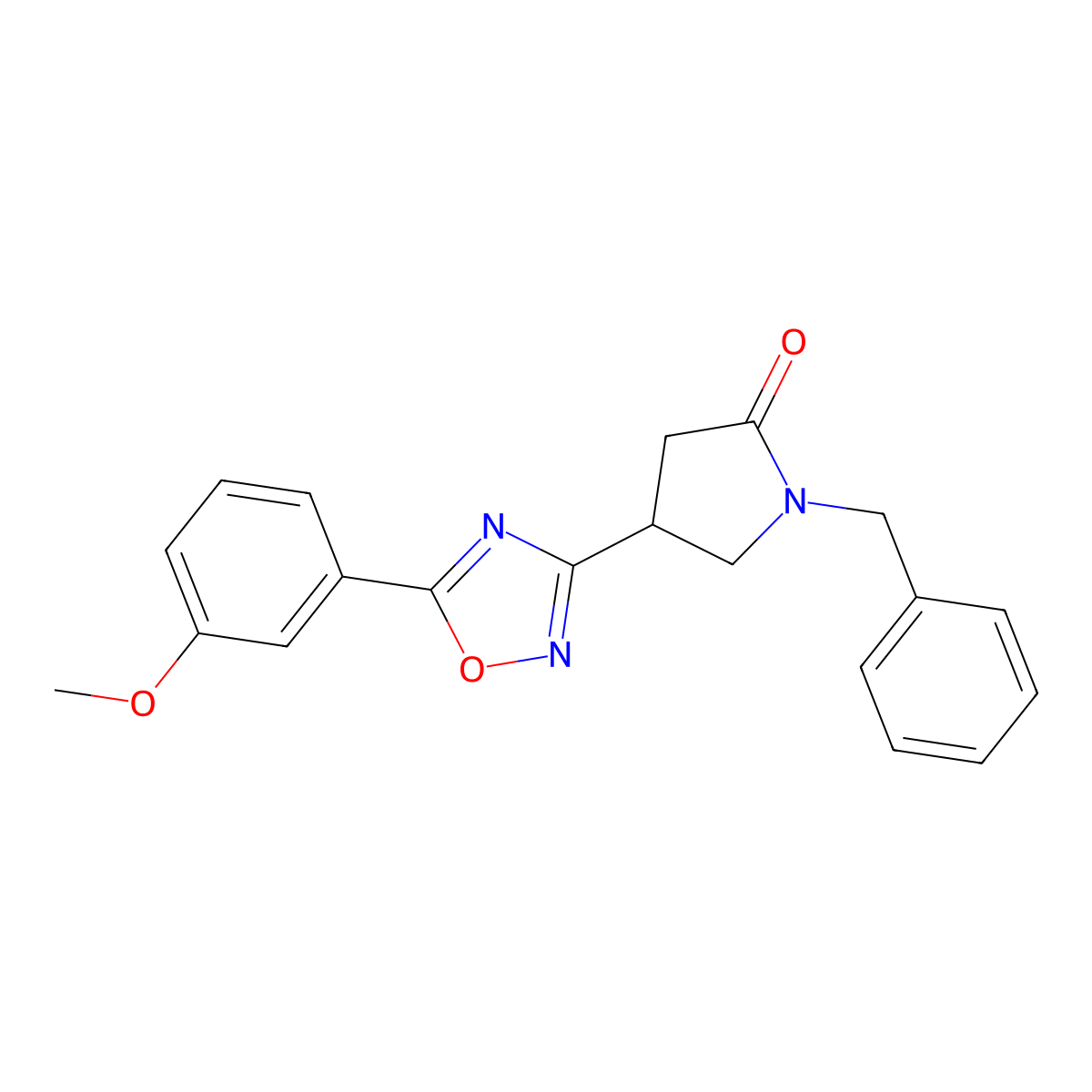 1-Benzyl-4-[5-(3-methoxyphenyl)-1,2,4-oxadiazol-3-yl]pyrrolidin-2-one molecular structure, CAS 1172697-71-0