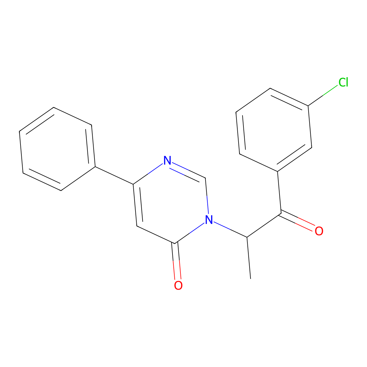 3-[1-(3-Chlorophenyl)-1-oxopropan-2-yl]-6-phenyl-3,4-dihydropyrimidin-4-one molecular structure, CAS 1172698-86-0