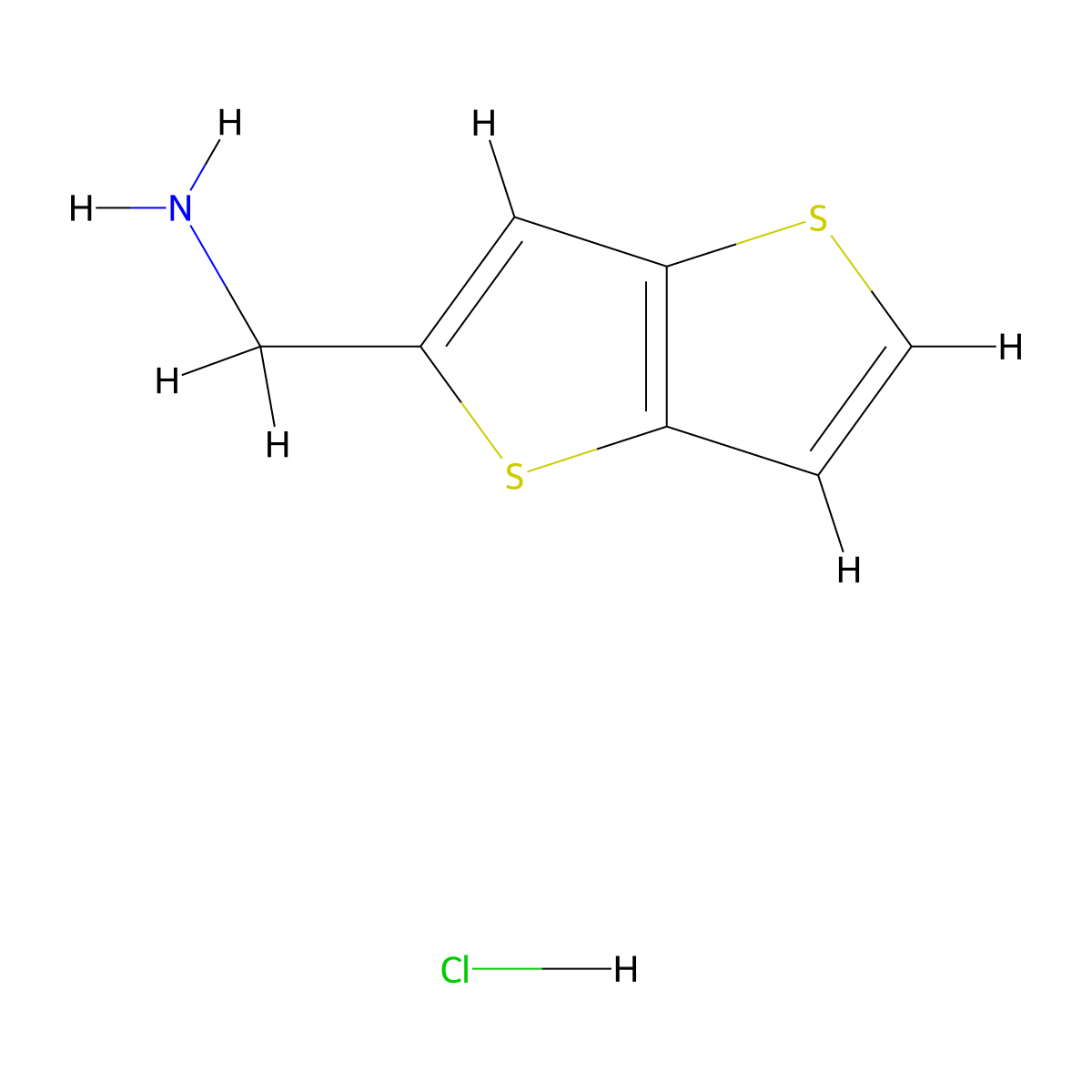 2-(Aminomethyl)thieno[3,2-b]thiophene hydrochloride molecular structure, CAS 1172699-35-2