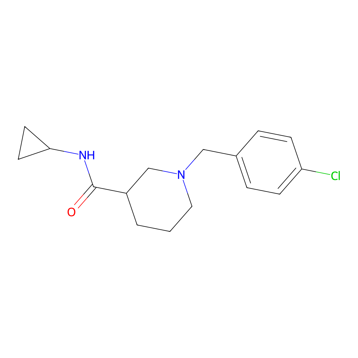 1-[(4-chlorophenyl)methyl]-N-cyclopropylpiperidine-3-carboxamide molecular structure, CAS 1172699-57-8