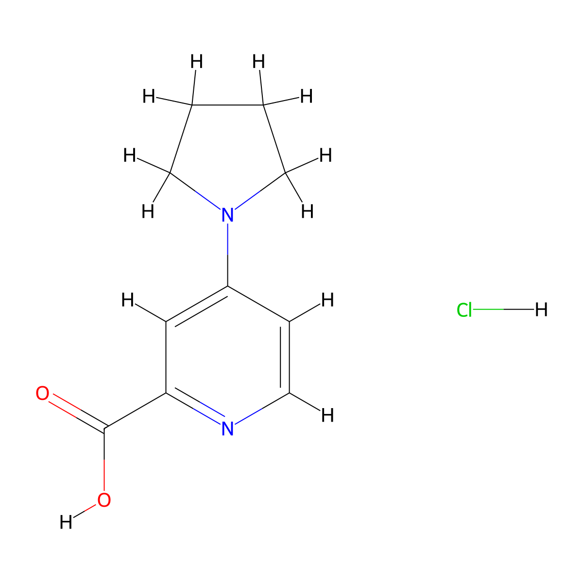 4-Pyrrolidin-1-ylpyridine-2-carboxylic acid hydrochloride molecular structure, CAS 1172705-41-7