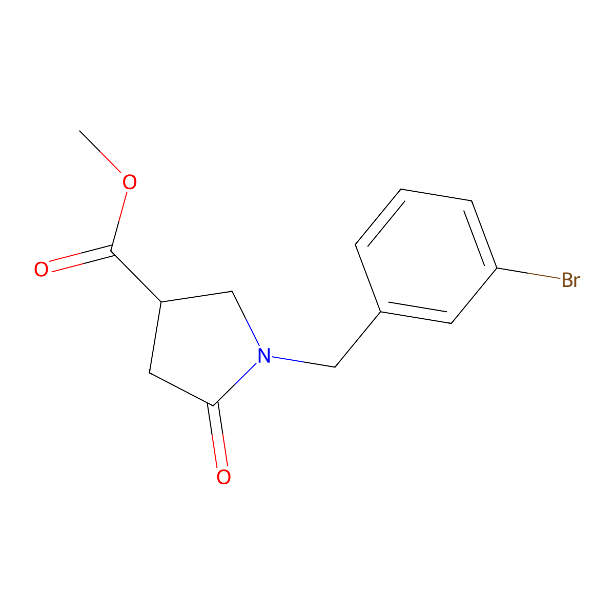 Methyl 1-[(3-bromophenyl)methyl]-5-oxopyrrolidine-3-carboxylate molecular structure, CAS 1172707-30-0