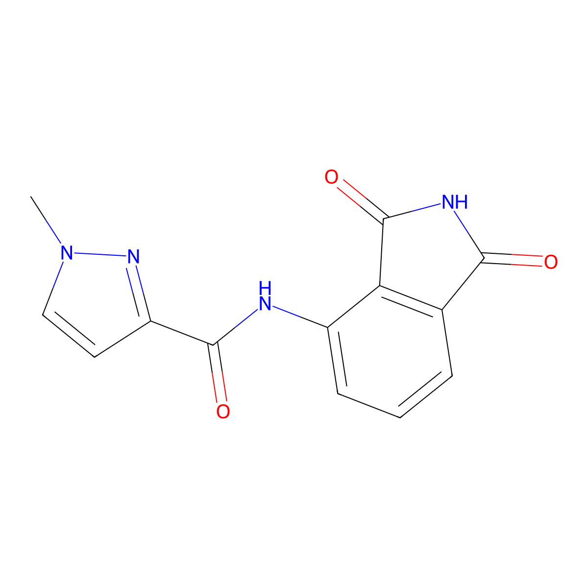 N-(1,3-dioxo-2,3-dihydro-1H-isoindol-4-yl)-1-methyl-1H-pyrazole-3-carboxamide molecular structure, CAS 1172707-83-3