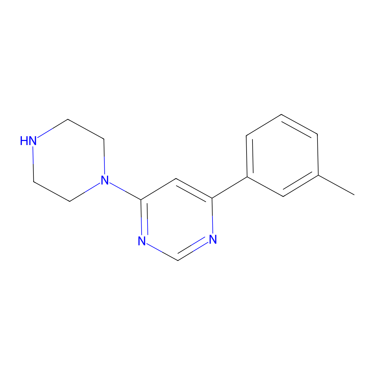4-(3-Methylphenyl)-6-piperazin-1-ylpyrimidine molecular structure, CAS 1172708-64-3