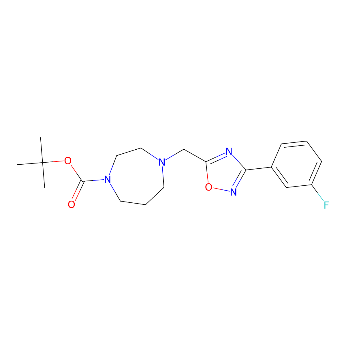 tert-Butyl 4-{[3-(3-fluorophenyl)-1,2,4-oxadiazol-5-yl]methyl}-1,4-diazepane-1-carboxylate molecular structure, CAS 1172711-76-0