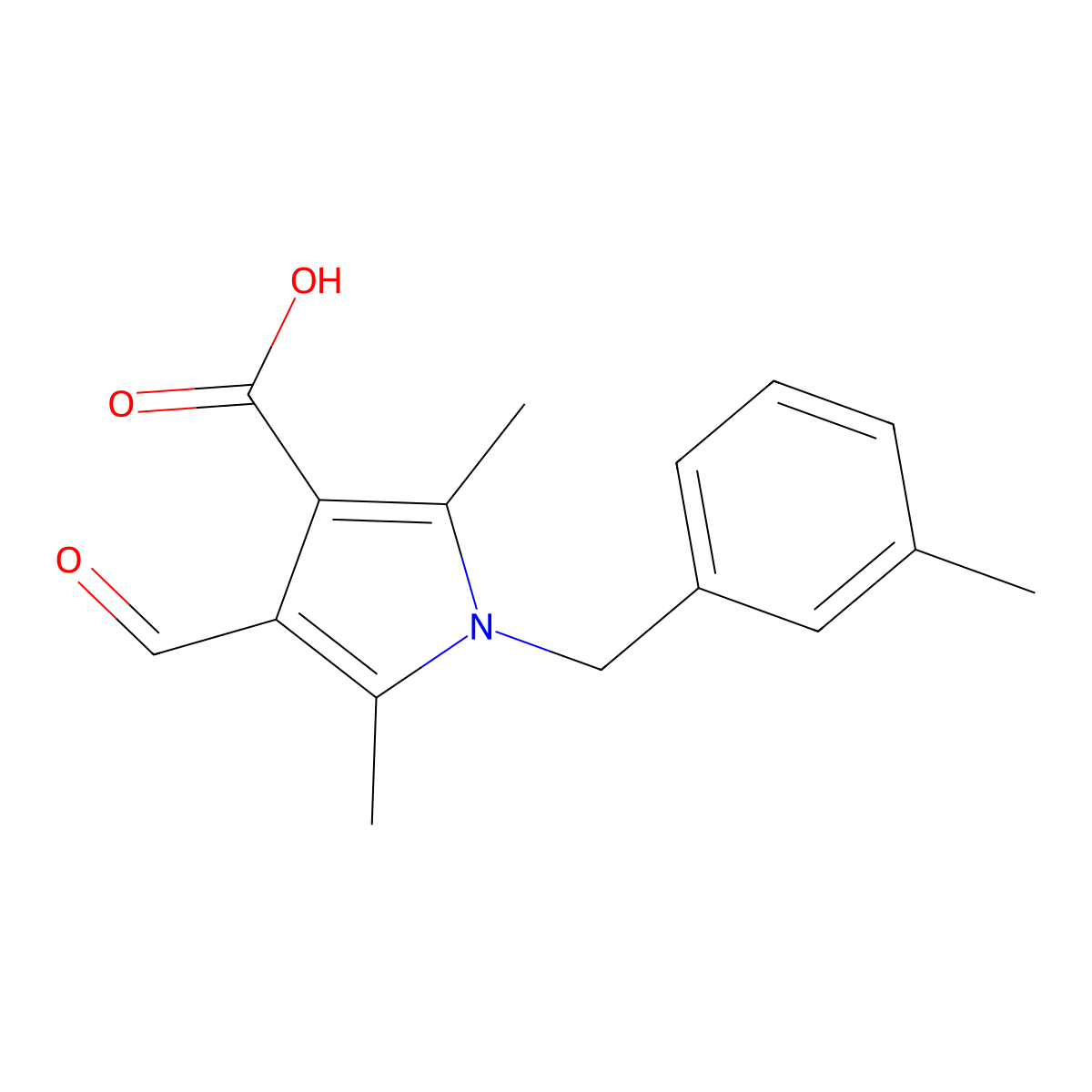 4-Formyl-2,5-dimethyl-1-(3-methylbenzyl)-1H-pyrrole-3-carboxylic acid molecular structure, CAS 1172712-44-5