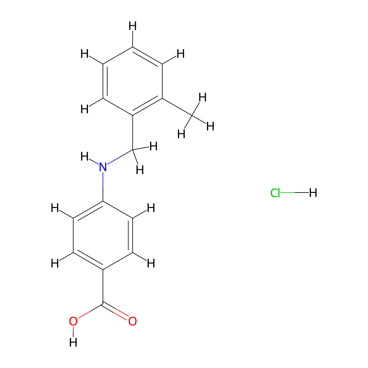 4-{[(2-Methylphenyl)methyl]amino}benzoic acid hydrochloride molecular structure, CAS 1172716-00-5