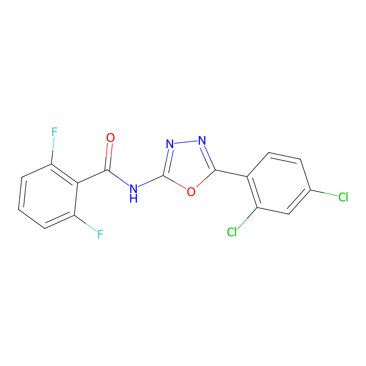N-[5-(2,4-dichlorophenyl)-1,3,4-oxadiazol-2-yl]-2,6-difluorobenzamide molecular structure, CAS 1172716-01-6