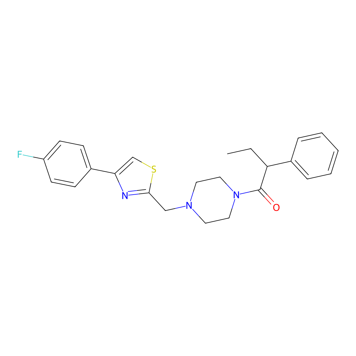 1-(4-((4-(4-Fluorophenyl)thiazol-2-yl)methyl)piperazin-1-yl)-2-phenylbutan-1-one molecular structure, CAS 1172716-67-4