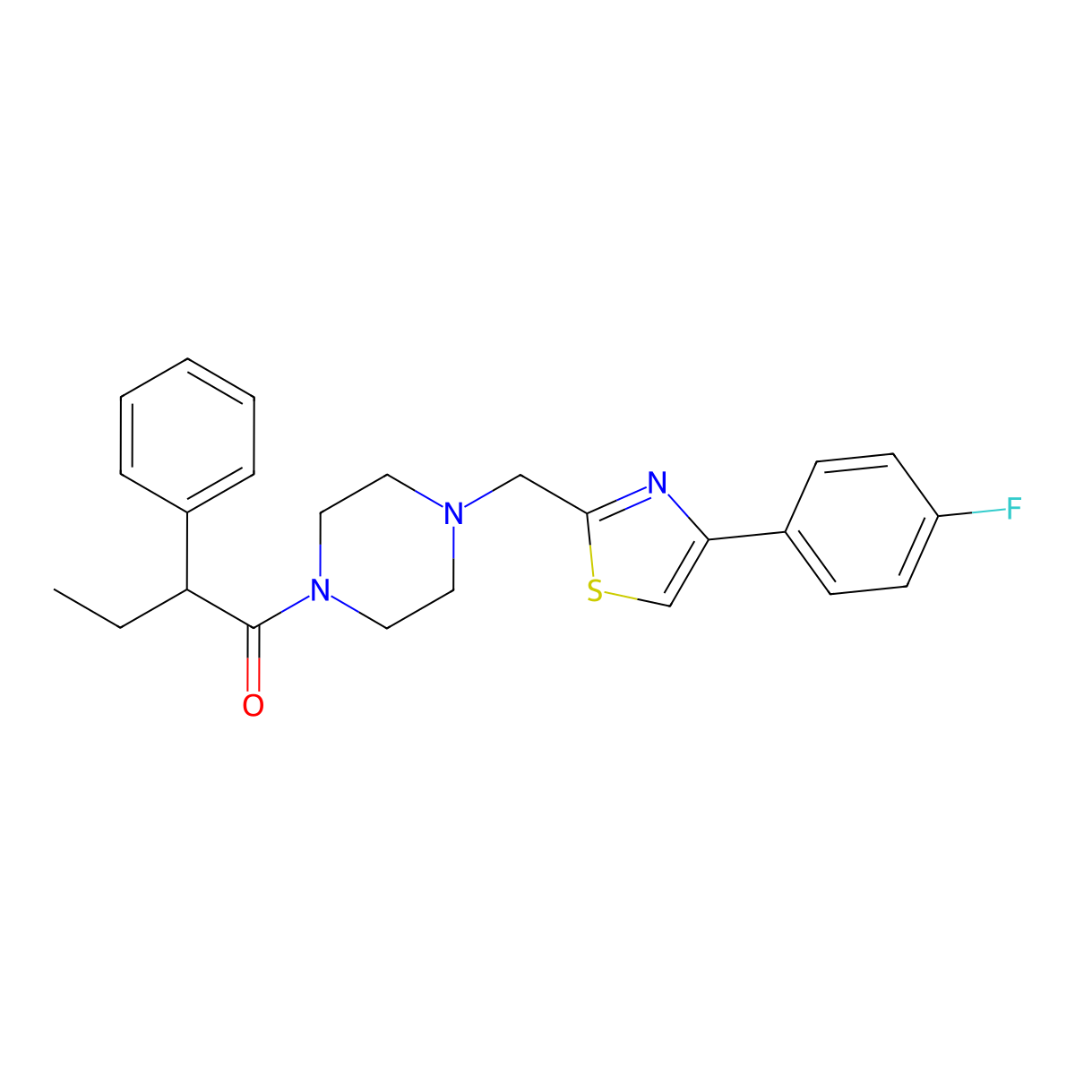 1-(4-((4-(4-Fluorophenyl)thiazol-2-yl)methyl)piperazin-1-yl)-2-phenylbutan-1-one molecular structure, CAS 1172716-67-4