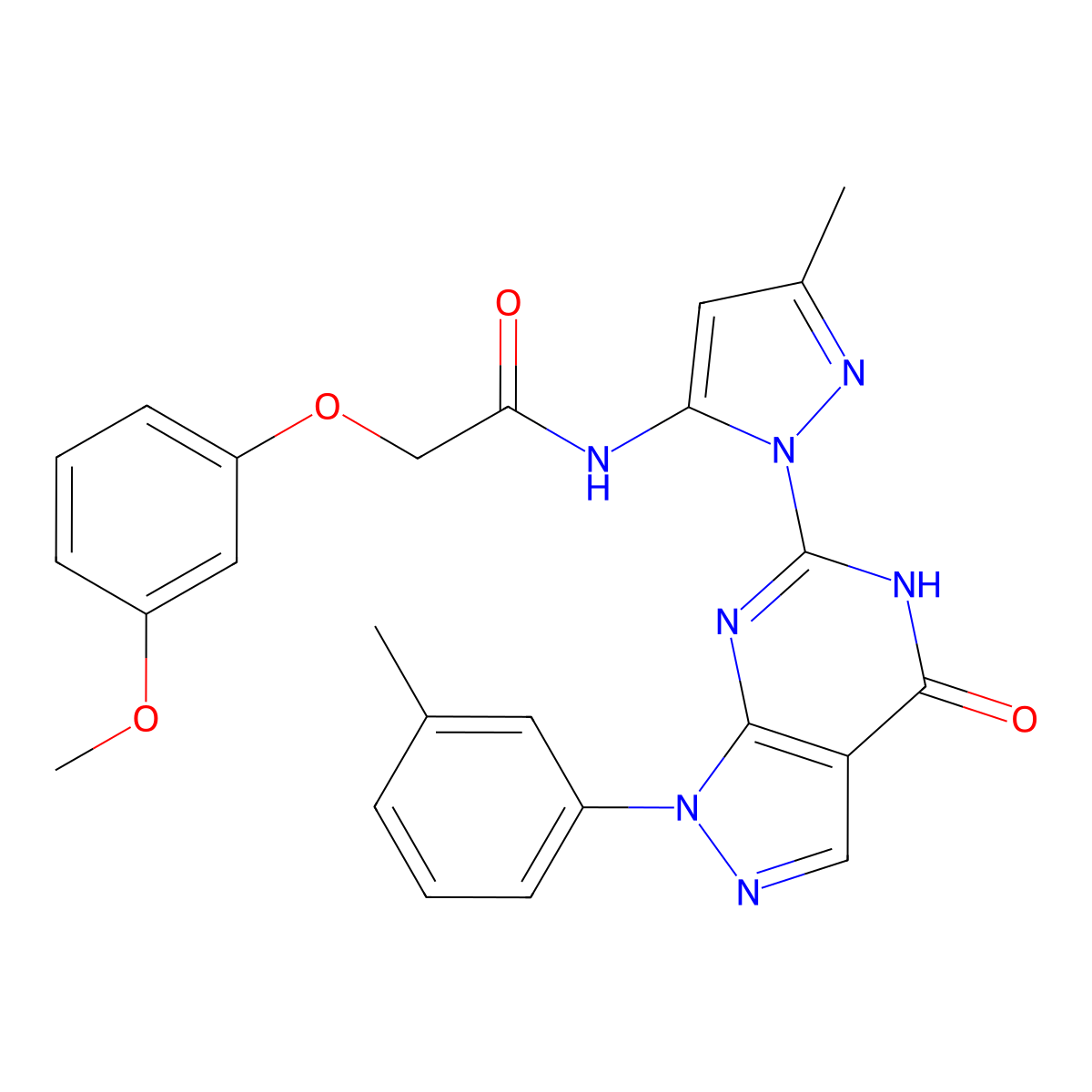 2-(3-methoxyphenoxy)-N-(3-methyl-1-(4-oxo-1-(m-tolyl)-4,5-dihydro-1H-pyrazolo[3,4-d]pyrimidin-6-yl)-1H-pyrazol-5-yl)acetamide molecular structure, CAS 1172718-04-5