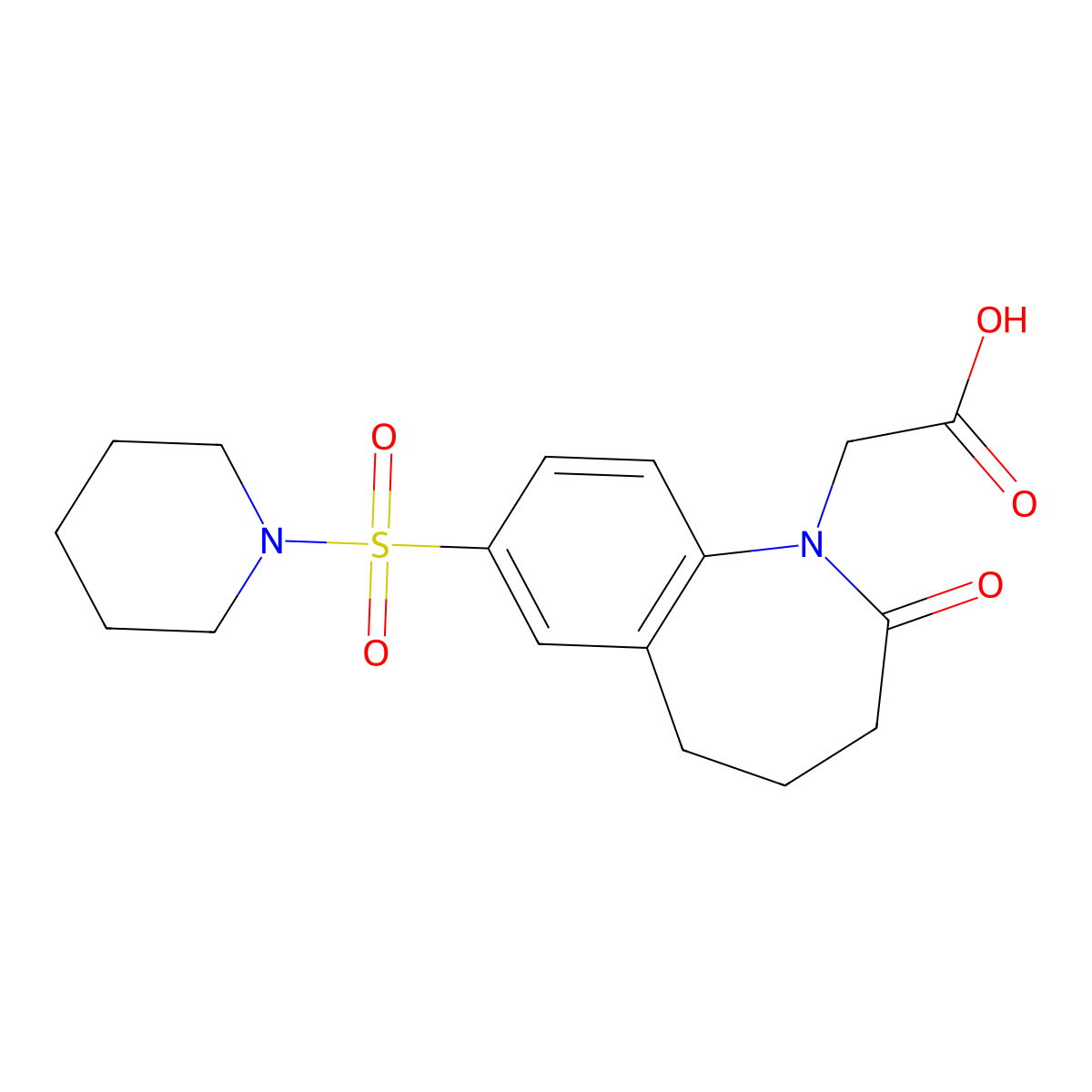 2-[2-oxo-7-(piperidine-1-sulfonyl)-2,3,4,5-tetrahydro-1H-1-benzazepin-1-yl]acetic acid molecular structure, CAS 1172718-25-0