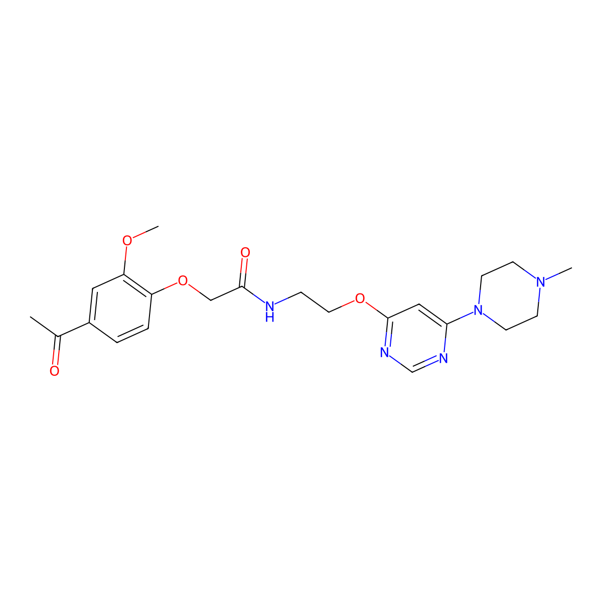 2-(4-acetyl-2-methoxyphenoxy)-N-(2-{[6-(4-methylpiperazin-1-yl)pyrimidin-4-yl]oxy}ethyl)acetamide molecular structure, CAS 1172720-22-7