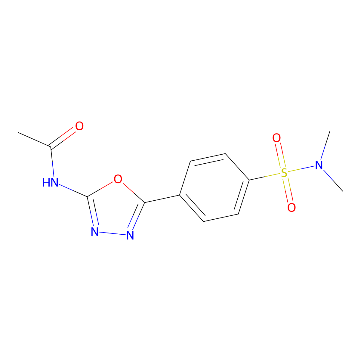 N-(5-(4-(N,N-dimethylsulfamoyl)phenyl)-1,3,4-oxadiazol-2-yl)acetamide molecular structure, CAS 1172720-45-4