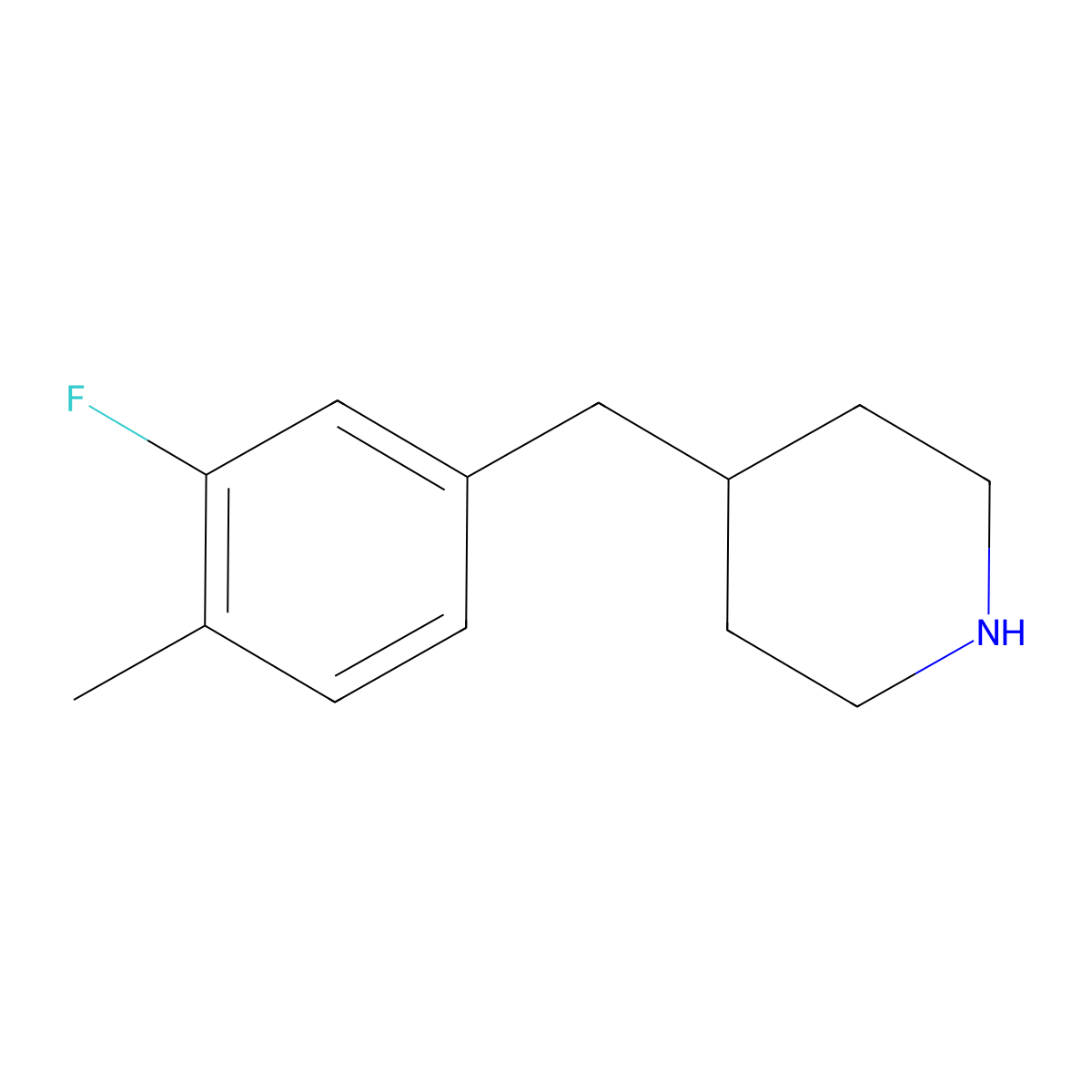 4-(3-Fluoro-4-methyl-benzyl)-piperidine molecular structure, CAS 1172721-51-5