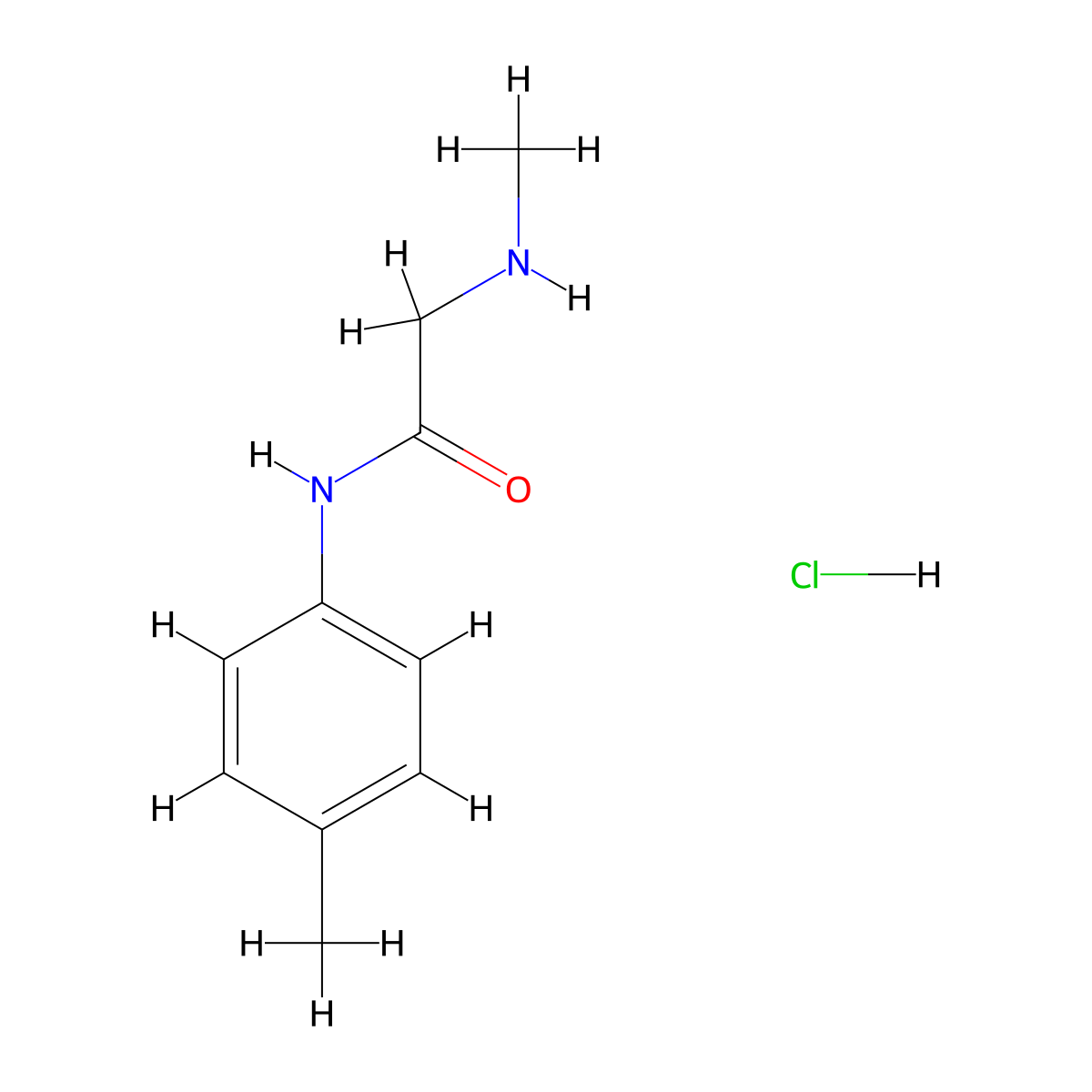 2-(methylamino)-N-(4-methylphenyl)acetamide hydrochloride molecular structure, CAS 1172726-20-3