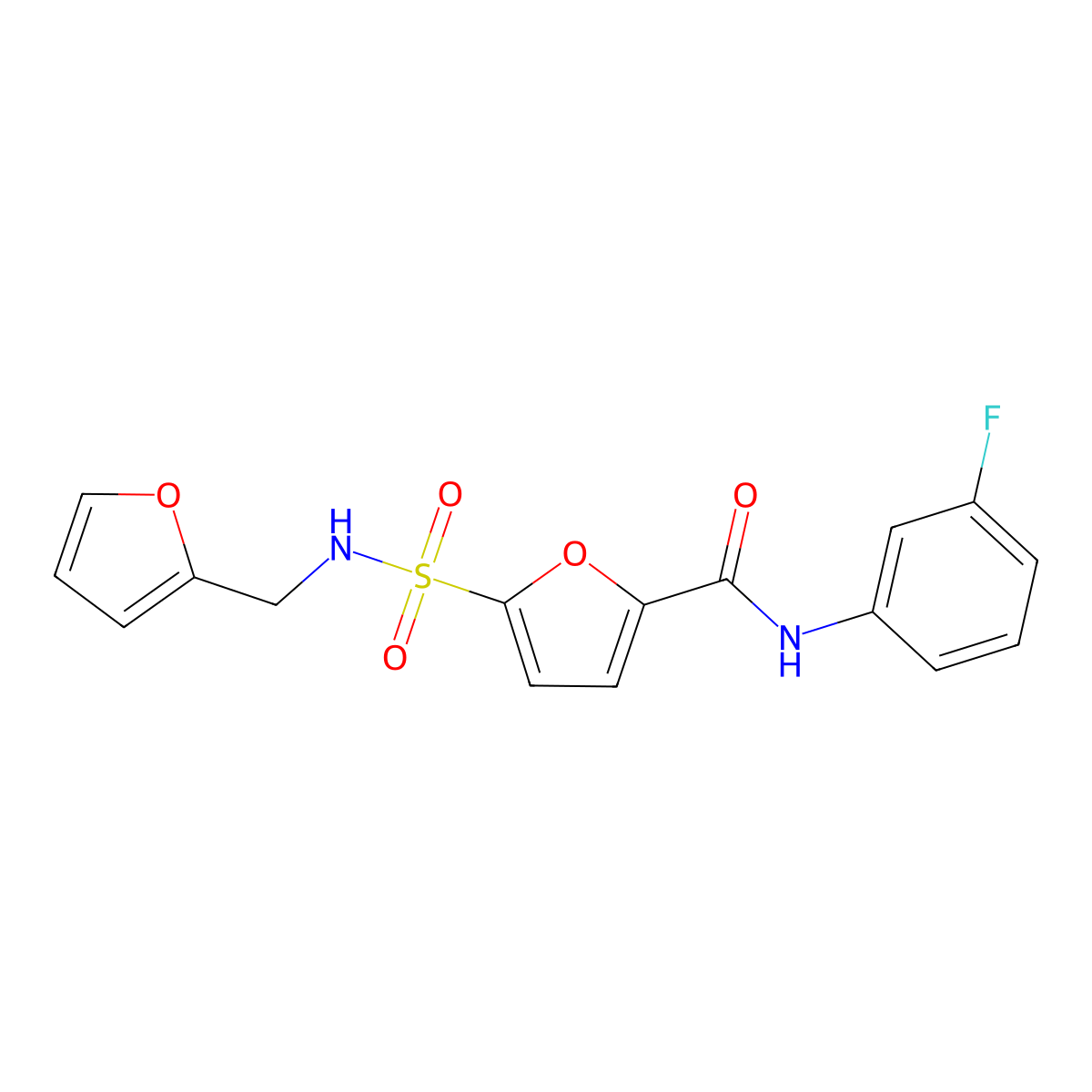 N-(3-fluorophenyl)-5-(N-(furan-2-ylmethyl)sulfamoyl)furan-2-carboxamide molecular structure, CAS 1172727-56-8