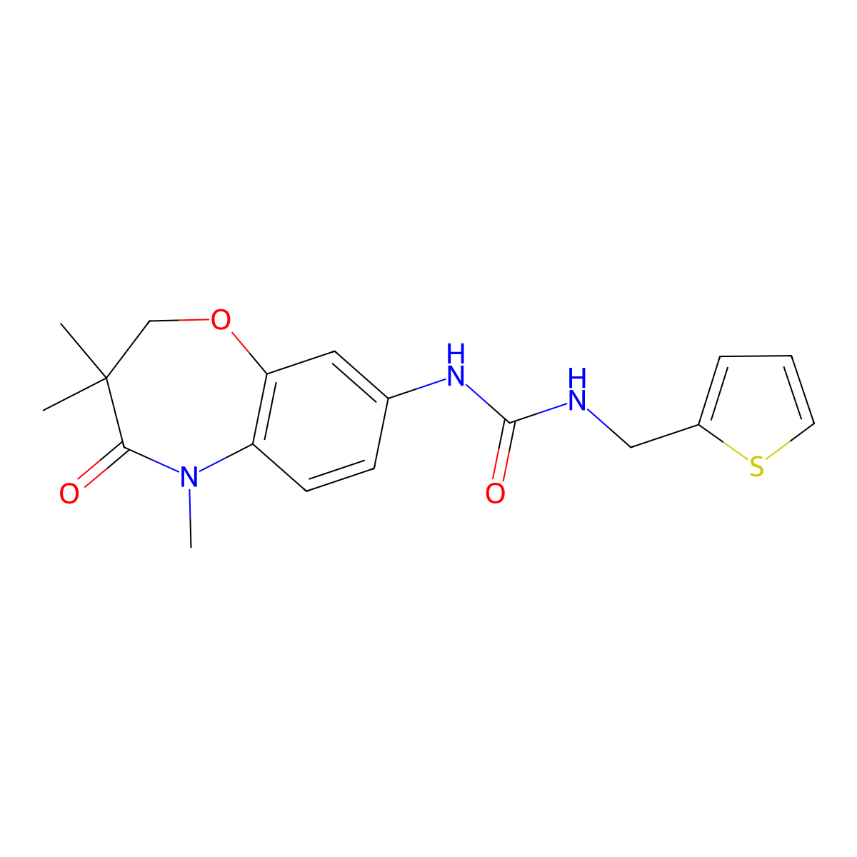 1-(Thiophen-2-ylmethyl)-3-(3,3,5-trimethyl-4-oxo-2,3,4,5-tetrahydrobenzo[b][1,4]oxazepin-8-yl)urea molecular structure, CAS 1172728-26-5