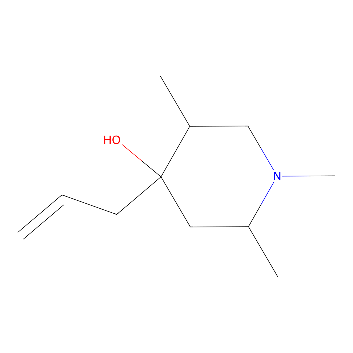 1,2,5-Trimethyl-4-(prop-2-en-1-yl)piperidin-4-ol molecular structure, CAS 117273-47-9
