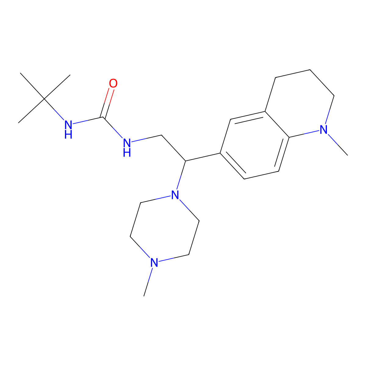 1-(Tert-butyl)-3-(2-(1-methyl-1,2,3,4-tetrahydroquinolin-6-yl)-2-(4-methylpiperazin-1-yl)ethyl)urea molecular structure, CAS 1172730-56-1